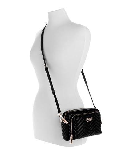 Guess Women Black Quilted Anning Crossbody Camera Bag