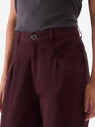 The Souled Store Solids: Plum Women and Girls Carrot Fit Pants