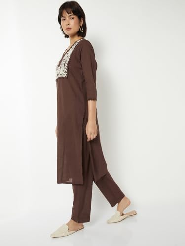 Max Women's Cotton Blend Co-ords (CTKST51239_Brown