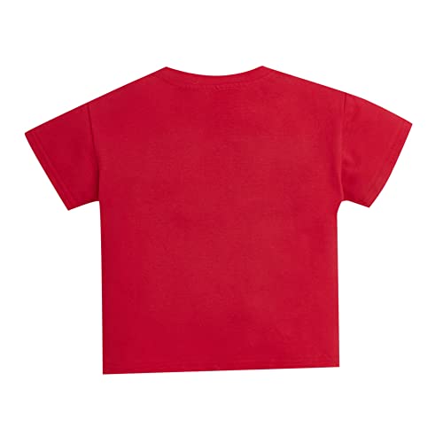 Hopscotch Boys Cotton Graphic Print T-shirt And Shorts Set in Red Color For Ages 3-4 Years (WER-4065077)