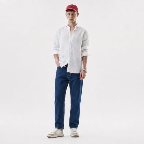 Red Chief Men’s Indigo Blue Narrow Denim Jeans | Regular Casual Wear | Solid Twill Weave | Button Closure (O-8560161)