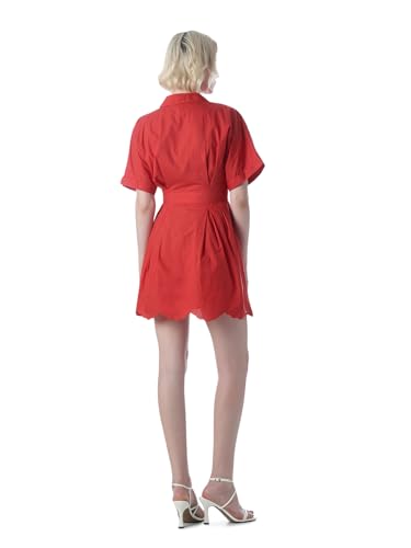 ONLY Women's Self Design Fit and Flare Red Dress