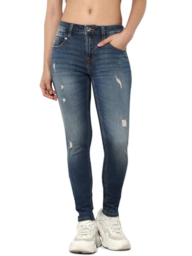 ONLY Women's Skinny Fit Low Rise Blue Jeans