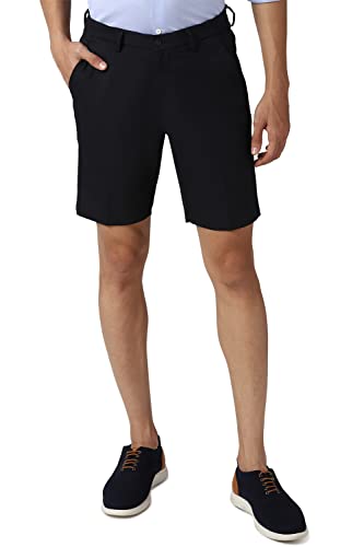 Peter England Men's Chino Shorts (PESROSLFX99991_Black_M)