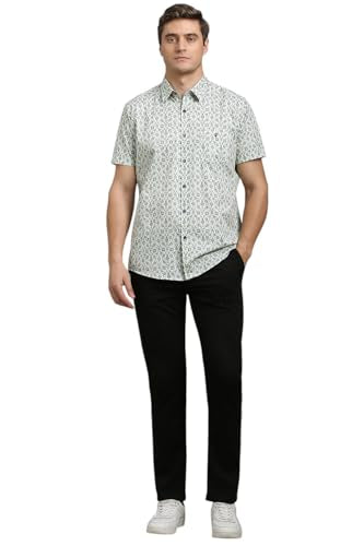 Louis Philippe Men Olive Print Half Sleeves Casual Shirt