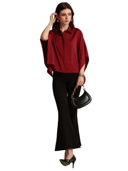 Kazo Christina Batwing Sleeve Shirt Wine