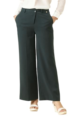 Women Green Solid Casual Trousers