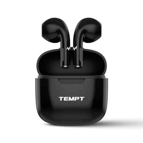 TEMPT Dots True Wireless in Ear Earbuds with up to 40Hrs Playtime, Bluetooth 5.2 Wireless Headphones, Touch Control TWS,100 hrs of Standby Time, IPX5 Water, Sweat Resistant (Black)