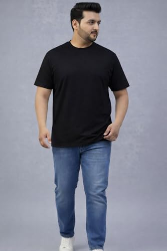 THE SOUTH STORE Men's Black Round Neck Half Sleeve Printed Plus Size T-Shirt | California