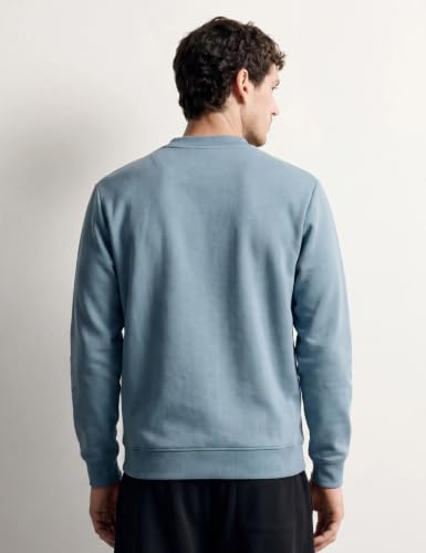 DAMENSCH Heat-Code Comfort Fit Sweatshirt for Men with Pockets | Double-Brushed Microfiber Fleece | Warm Winter Pullover (5-15°C) | Anti-Pilling, Glacier Blue, XL