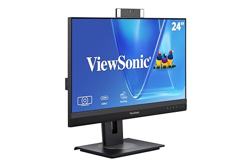 ViewSonic VG2457V 24” (60.96 Cm) FHD 100Hz Video Conferencing Docking Monitor with Windows Hello and Zoom Certified Pop-up Webcam and 5W Speakers