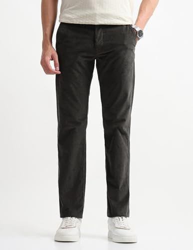 Arrow Sport Men's Solid Corduroy Trousers (ASAKTR2448_Green_38)