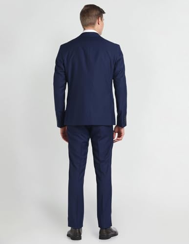 Arrow Men's Polyester Single Breasted Business Suit Pants Set (ARAGSU5587_Navy