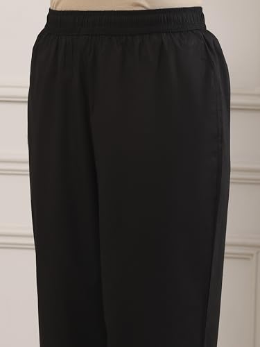 Biba Women Black Cotton Straight Suit Set_34