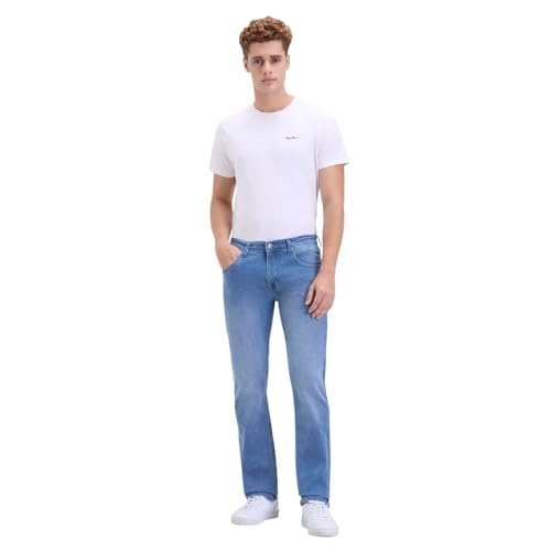 Men Light Blue Mid-Wash Straight Fit Stretch Jeans