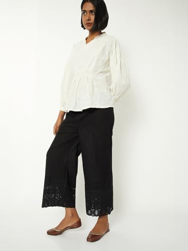 Max Women Embroidered Palazzos (Black_XL)