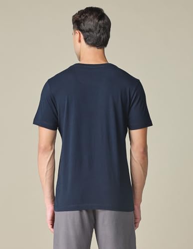 U.S. POLO ASSN. Denim Co. Men's Pure Cotton Graphic Printed T-Shirt (UDTSHOE0151_Blue_L)