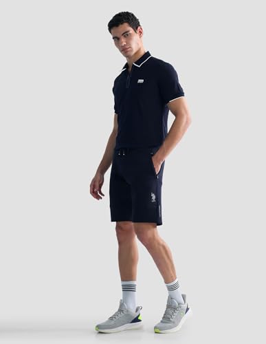 Uspa Active Sports Men's Mid Rise Solid Active Shorts (UASRT0105_Navy_30)
