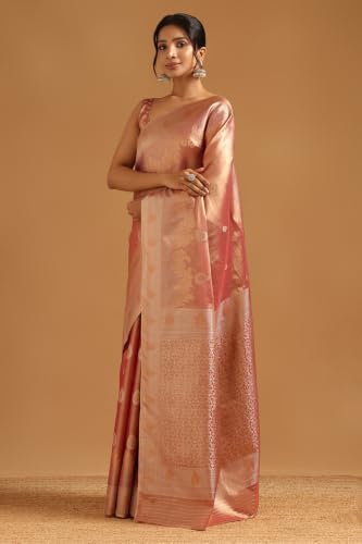Soch Womens Fuchsia Tissue Zari Woven Saree