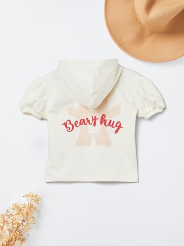 Max Girls Back Print Hooded T-Shirt (Off White_6-8 Y)