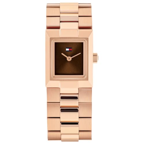 Tommy Hilfiger Ivy Qtz Basic Analog Rectangle Chocolate Dial, Rose Gold Stainless Steel Watch for Women - TH1782971W