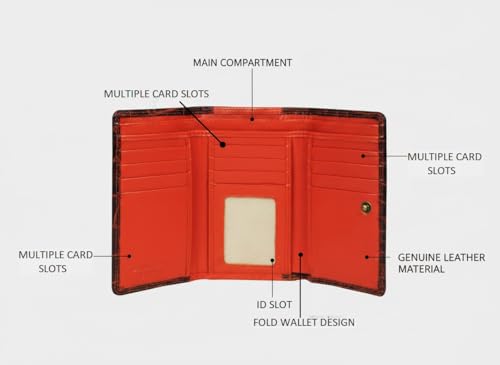 Calfnero Women's Genuine Leather Wallet-Long Purse Wallet with Multiple Card Slots, Zip Pocket and Note Compartment (Cognac)
