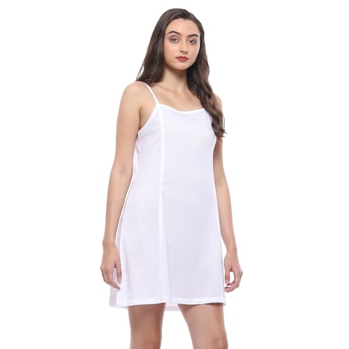 BIBA Women Cotton Straight Embroidred Dress Knee-Length Casual CASUALDRESSES2507SS24WHT_White