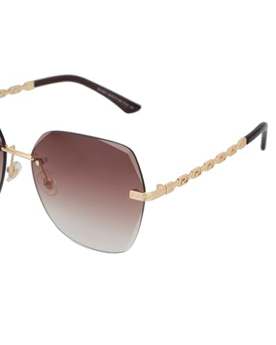 Carlton London Premium Gold with Brown Toned & UV Protected Lens Oversized Sunglass for women