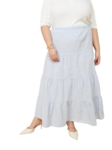 Max Cotton Blend Western Skirt Blue