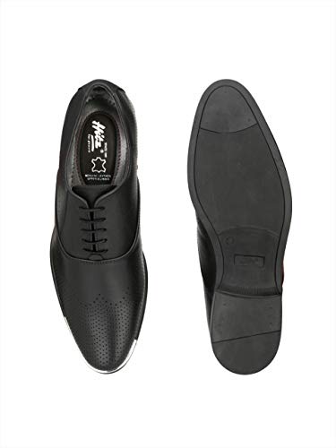 HITZ Men's Black Leather Lace-Up Semi-Formal Shoes - UK 10