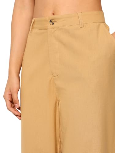 ONLY Women Regular Fit High-Rise Brown Pants