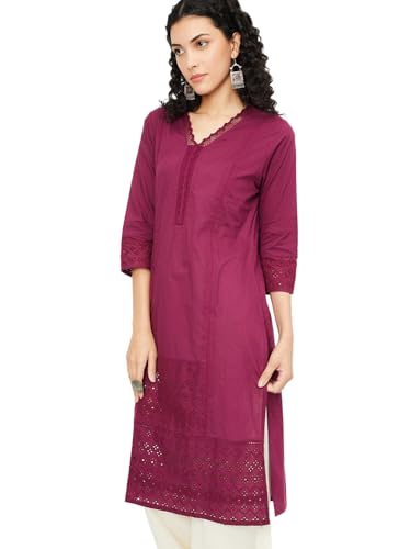 Max Women's Cotton Regular Kurta (BEWWFE24SA_Purple