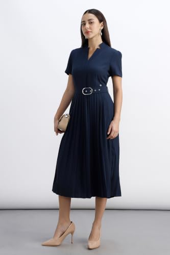 Women Navy Solid Formal Dress