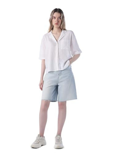 ONLY Women's Solid Regular Fit White Shirt
