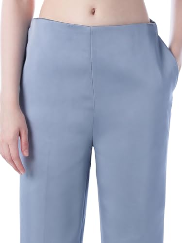 ONLY Women's Solid Flared Mid-Rise Blue Pants