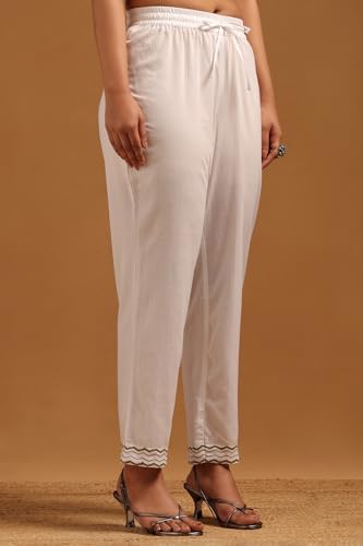 Soch Womens Off White Cotton Ethnic Motifs Suit Set With Beads