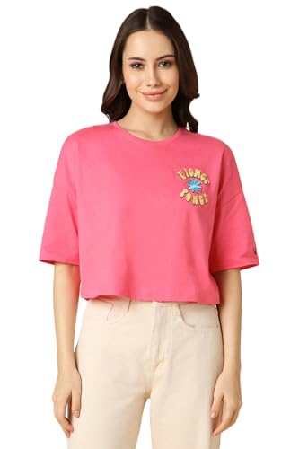 Allen Solly Women's Regular Fit T-Shirt (AHKCCRGP987870_Pink