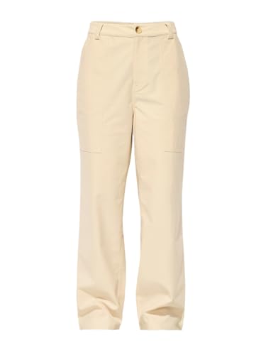 ONLY Women's High-Rise Straight Fit Pants Winter White