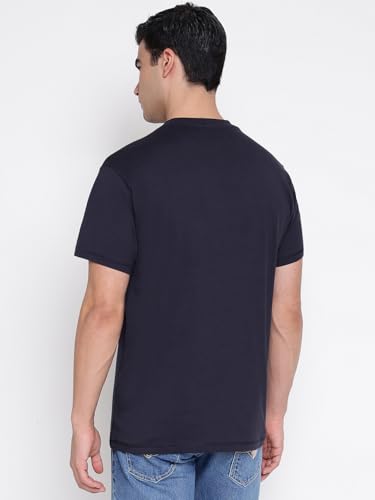 GUESS Mid Organic Stream Smart Blue Graphic Round Neck Regular Fit T-Shirt