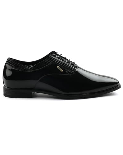 Liberty Fortune A998-07 Formal Lacing Oxford Shoes for Men with TPR Sole | PU Outsole | Comfortable & Lightweight | Cushioned Footbed | Durable & Trendy Design (Black 43 EU)