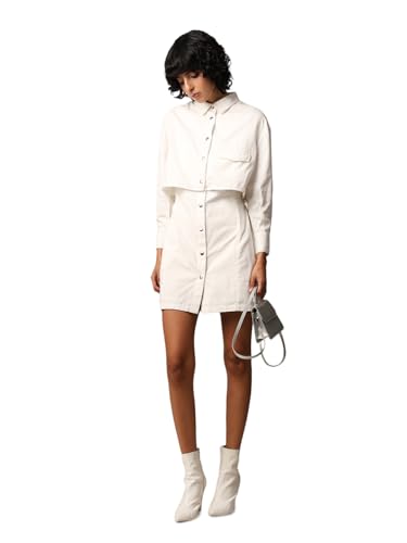 ONLY Women's Cotton Shirt Mini Dress (9008797-Cloud Dancer_Cloud