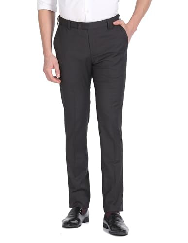 Arrow Solid Dobby Formal Trousers Dark Brown