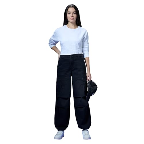 Black High Waist Balloon Leg Parachute Jeans