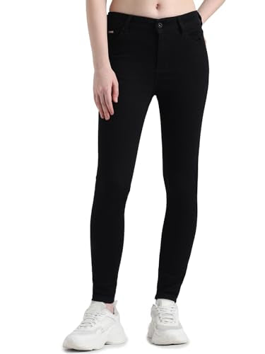 ONLY Women Solid Cotton Skinny Fit Mid Rise Black Jeans