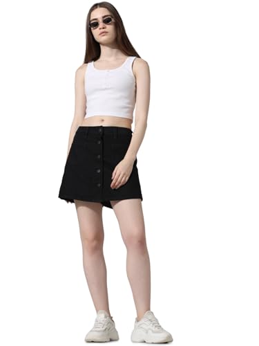 ONLY Cotton Blend Western Skort Black