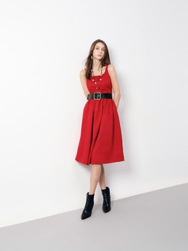 VERO MODA Women's Fit and Flare Red Dress