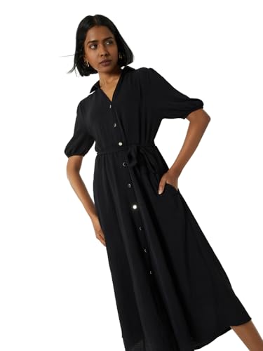 Max Women's Polyester A-Line Below The Knee Dress (DTI3905_Black