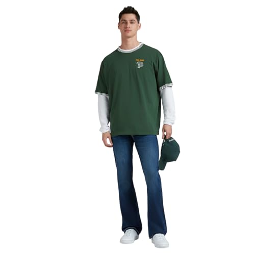 Pepe Jeans Men's Oversized Fit T-Shirt (PM509840_Green_Bottle