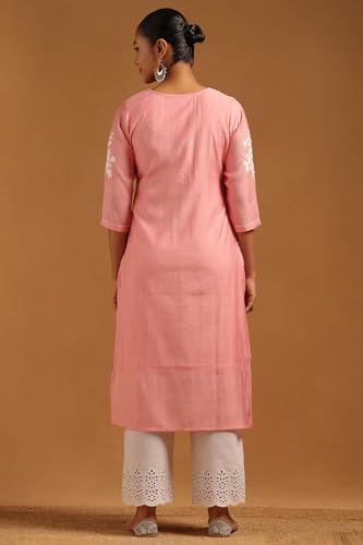 Soch Womens Pink Desert Storm Floral Kurta with Machine Embroidery and Thread Work