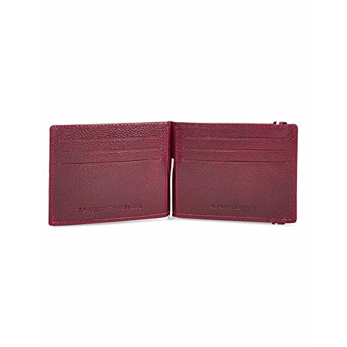 Tommy Hilfiger Adriel Leather Moneyclip for Men - Burgundy, 6 Card Slots